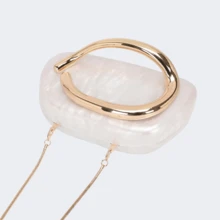 Milky Way Acrylic Clutch Purse For Women Marbling Evening Wedding Handbags Acrylic Shell Box Purses For Party Prom Cocktail - trắng - Xem 6