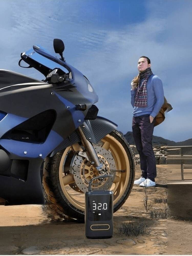 Mini Portable Electric Car Tire Pump, Bicycle Tire Inflator, Portable Charging Air Pump - 均碼 - 查看 6