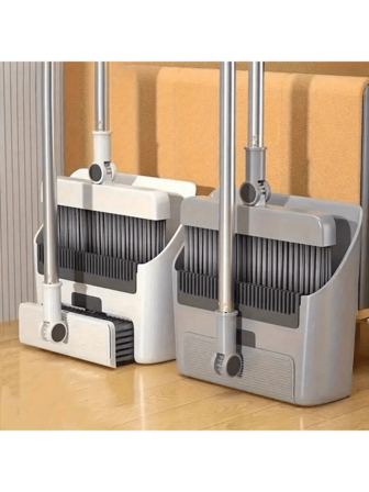 3pcs/Set, 48.8 Inch Extra Long Household Broom, Dustpan And Brush Set, Thick Broom, Long Handle Brush And Dustpan, Non-Stick Hair Floor Cleaning Tools For Home, Office, School Dorm, Cleaning Supplies