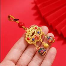 Ping An Talisman Decorative Pendants, Fortune Tokens, Fortune Mascot, Brass Protective Body, Ping An Talisman, Car Key Chains, Rope Pendants, Mobile Phone Decorative Pendants, Brass Alloy Material, Carrying Ping An As A Key Lock, Fortune Insurance And Pendants In Men's And Women's Style - Multicolor - View 7