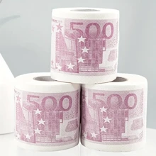 1卷500欧元钞票图案卫生纸，家用卫生纸，也可用于打印美元钞票图案，新奇礼品，家用清洁用品，派对用品，节日礼品 - 紫色 - 查看 1