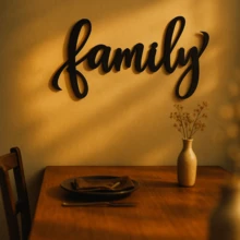 HELLOYOUNG 1pc Black Family Nameplate - Heavy Iron Happiness Family Wall Decor, Family Wall Sticker, Suitable For Home, Living Room Decoration, Hanging Wall Decor, Women's Art, Suitable For Home, Living Room, Patio Or Garden Decoration, Balcony, Decorative Sculpture, Home Decor, Room Decor, Office Hanging Decor, Wall Decor, Home Decor, Holiday Decor, Wall Decor Gift, Birthday Graduation Gift, Inspirational Memorial Art, Christian Home Decor, Religious Gift - Model - View 2