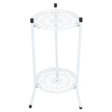 Lislark Iron Flower Pot Rack, Tall Plant Stand Rack, 2 Tier Flower Pot Holder Rustproof Plant Display Rack, Round Planter Shelves For Home Garden Patio Balcony Office Living Room Bathroom - White - View 5