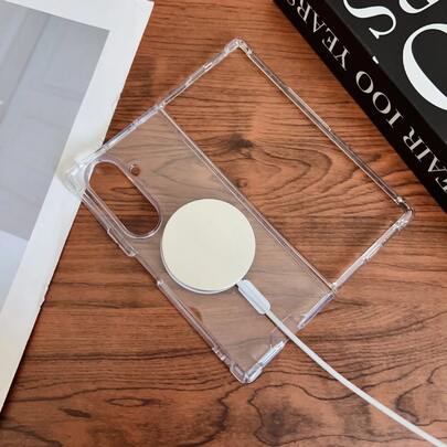 Galaxy Z Fold7 Fold6 Fold5 Fold4 Phone Case, Minimalist Fashion Transparent Crystal Shock-Proof Phone Protective Cover, Anti-Fall Protection With Magnetic Waterproof Scratch Resistant