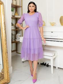 Women's Plus Size Evangelical Tulle Midi Dress - Màu Lilac Tím - Xem 1