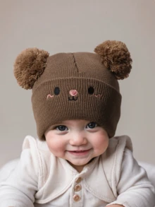 5 pezzi Cappellino neonato bambino, cappello in maglia per neonati, bambini piccoli e bambine, con doppio pon pon, accessori, cappello invernale caldo - Multicolore - Visualizzare 6