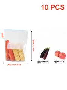 45个可重复密封的食品储存袋(包含10个大袋+15个中袋+20个小袋)加厚冷冻袋适用于微波炉加热蓝色用于持久保存和整理食物透明PE袋拉链袋适用于厨房食物分类收集零食储存 - 彩色 - 查看 14