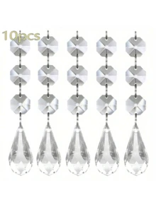 5/10 件闪亮亚克力水晶吊灯、水晶吊饰 - 精美的波西米亚风格吊饰，适用于圣诞树、婚礼、派对、家居、门帘、免电设计的台灯、节日和婚礼家居装饰及庆祝用品、家居装饰、房间装饰、墙面装饰 - 彩色 - 查看 13