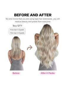 Extensiones de cabello humano de color #27, cinta adhesiva, rubio, de 16 a 26 pulgadas, brasileño, rubio, liso, 50 g, 20 unidades - S18/613 - Ver 8