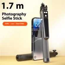 1.7m Intelligent Smartphone Camera Tripod With Wireless Bluetooth, Selfie Stick Holder And Phone Clip, Suitable For Summer Vacation, Travel, Outdoor Activities, Live Streaming, Stable Vlog Recording Device, 360° Rotation - Black - View 4