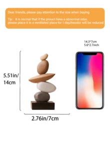 一件现代树脂叠石雕塑 - 抽象平衡石艺术，适用于各种房间类型，可用作家居和办公室的桌面装饰摆件，室内使用 - 时尚优雅的设计 - 彩色 - 查看 10