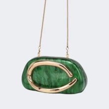 Milky Way Acrylic Clutch Purse For Women Marbling Evening Wedding Handbags Acrylic Shell Box Purses For Party Prom Cocktail - 綠色 - 查看 5
