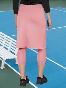 Fisoew Women's Tennis Golf Skirted Capri Leggings – Workout Yoga Pants With Skorts & Pockets Christmas Gift & New Year Gift - Hồng - Xem 3