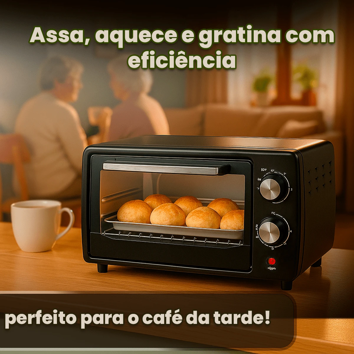 Forno Elétrico Bak 220v 10 Litros 1000W Bancada Master Desligamento Automático Aquece Doura E Tosta 250 Graus completo - Preto - Visão 1