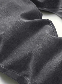 Grunge Goth Y2K Style Fashion Casual Sports College Fitted Young Street Mature Business Distressed Elastic Cuff Jeans Pants - Grey - View 4