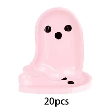 10 件/20 件/50 件浅粉色可爱 Boo Ghost 形纸盘粉色主题万圣节派对盘子优雅蛋糕盘餐盘餐具适用于万圣节主题生日派对用品餐桌装饰 - 粉色 - 查看 7