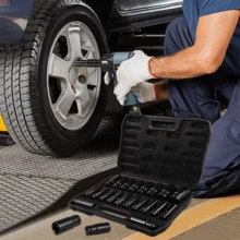 Lislark 20pcs Deep Impact Socket Set, 8-32mm Steel Electric Wrench Sockets, Long Distance Wheel Wrench Nut Kit - 黑色 - 查看 4