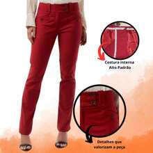 Calça Social Feminina Mixxon com Bolsos – Moda Executiva para Mulheres Empoderadas  Simples    Misturas de Algodão    Bolso  Zíper  Botão    Alfaiataria  Formal e Noturno    Outono / Inverno