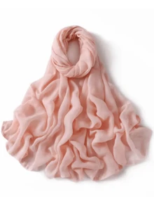 1 chiếc khăn trùm đầu/khăn choàng nữ màu trơn 180*85cm, chất liệu sợi viscose mềm mại, thoáng khí, phù hợp với áo abaya, váy và nhiều trang phục khác. - Màu Hồng baby - Xem 2