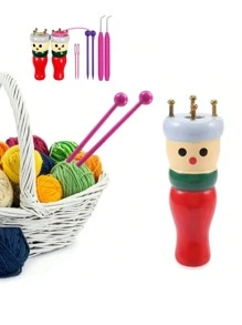Set de 2 juegos de telar de punto, juego de tejer muñecas de madera adorables, kits de tejer francés, herramientas DIY para tejer pulseras