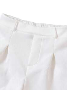 V-Neck Trousers Set Elegant And Stylish Two-Piece Set - Solid Color V-Neck Sleeveless Top With Bow And High Waist Shorts With Belt - 紅色 - 查看 4