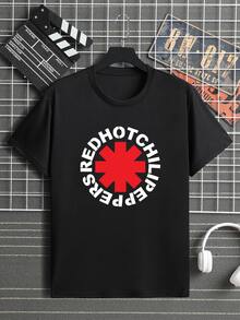 Red Hot Rock T-Shirt International Band Oldschool Rock And Roll Shirt Blouse Unisex Male Female 100% Cotton Top Premium Streetwear Launch Immediate Shipping Various Colors!! Plus Size - màu đen - Xem 1