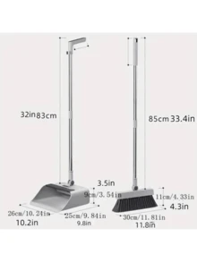 3件套，48.8英寸超长家用扫帚簸箕刷子套装，厚扫帚，长柄刷子簸箕，不粘毛地板清洁工具，适用于家庭、办公室、学校宿舍、清洁用品