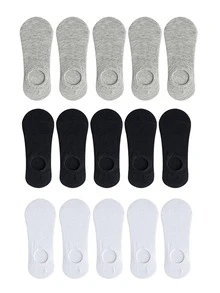 15 双男女通用隐形袜，黑色、白色、灰色经典颜色，舒适休闲百搭袜子，适合日常穿着、户外运动、居家和办公室 - 彩色 - 查看 3