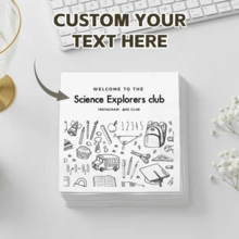 20-300 piezas de servilletas de invitación personalizadas, servilletas de papel personalizadas, servilletas desechables blancas de 3 capas para fiestas de regreso a la escuela, fiestas de bienvenida, inofensivas para usar y tocar, decoraciones de fiesta perfectas para familia, universidad, escuela, clase y club, celebración de reclutamiento de club, servilletas de fiesta personalizadas - Blanco - Ver 1