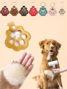 1PC Pet Hair Storage Keychain, Cat And Dog Hair Storage Bag, PU Leather Pet Hair Charm Friends Fascinator Gifts For Women Bear Car Key Pendant Bag Charm Bag Accessories Lanyards With Id Holder Car Accessories Bag Charms