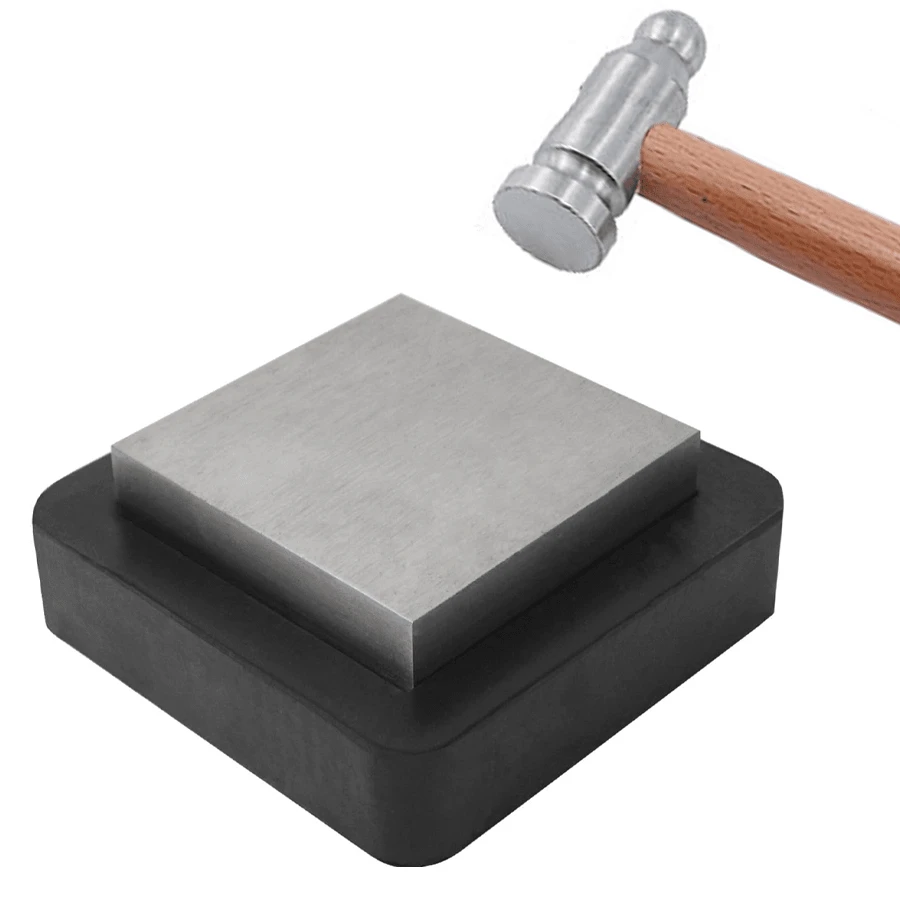 Steel Bench Block Flat Anvil Jewelers Tool With Rubber Block And Stamping Hammer For Jewelry Repairing, Metal Stamping - Multicolor - View 1