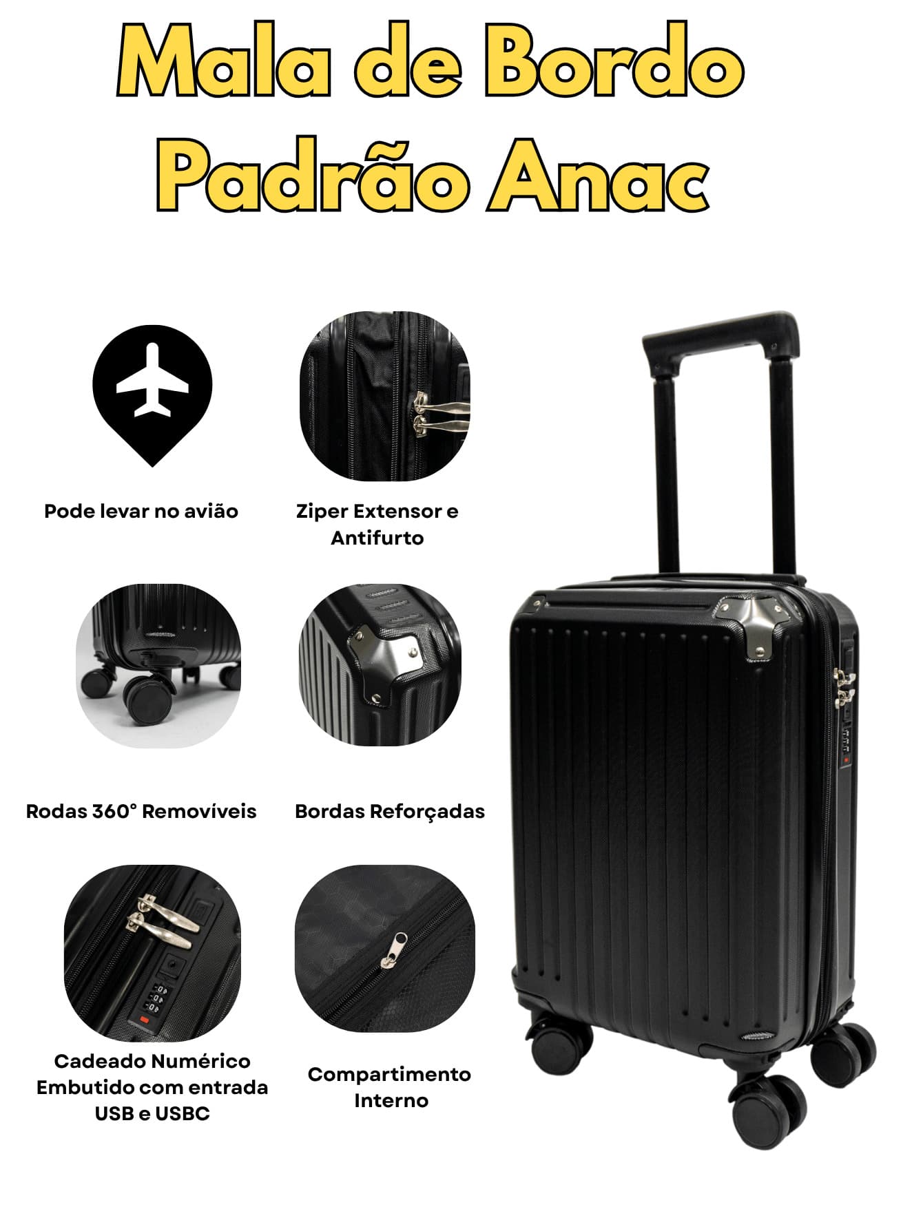 Elegance Carry-On Suitcase - màu đen - Xem 1