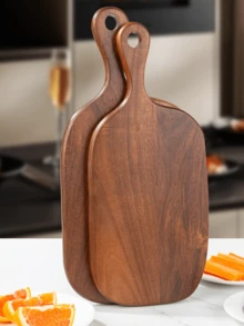 1/2pcs Wooden Creative Cutting Board, Side Shoulder Racket Rhinestone Board, Solid Wood Breadboard, Pizza Board, Sushi Board, Fruit Cutting Board Asymmetrical Double Sided Cutting Board, Fruit Tray, Snack Tray, Cutlery Tray, Table Decoration Tray