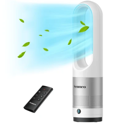 Senmeo 22" Bladeless Tower Fan,Remote Control,8 Speeds 90° Swing 9H TimerLED Auto Off,Quiet Cooling,Easy Clean,Portable For Bedroom/Kitchen/Office