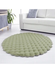 1pc Plush Soft Comfortable Circular Solid Color Rug, Cozy Fluffy Carpet Suitable For Bedroom, Living Room, Sofa, Vanity Area And More Gifts Birthday Graduation - Multicolor - View 7