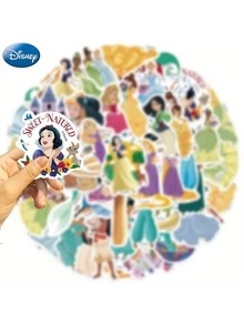 Disney 50张公主官方授权防水乙烯基贴纸，包括贝儿、茉莉、蒂安娜，卡通风格，适用于水瓶、笔记本电脑、保险杠、电脑、手机、头盔、汽车等，也可作为礼物或贴纸使用。 - 彩色 - 查看 13