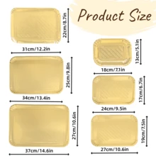 10个金色蛋糕纸托盘，加厚一次性长方形纸板，带防油涂层，适用于高档甜品桌、纸杯蛋糕展示、生日派对、婚礼和其他场合。 - 金色 - 查看 5