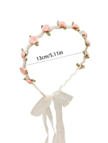 Princess Headband Hair Accessories, Faux Pearl Flower Crown, Floral Headpiece, Sweet Girl Hair Hoop - A - View 3