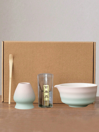 1pc/4pcs Japanese Style Matcha Bowl Gradient Ceramic Matcha Whisk Holder Tea Brush Stand Tea Whisk Holder Tea Scoop, Back To School Set, Holiday Gift Set