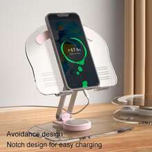 360 Degree Rotating Mobile Tablet Stand, Adjustable Tablet Holder-Adjustable Foldable Desktop Table Holder Base,Multi-Angle, Non-Slip Silicone Base,Portable IPad Stand For Desk(White) Compatible With IPhone, Android Phone, Gift For Birthday, Family, Friends Phone Holder Phone Stand Phone Accessories - White - View 4