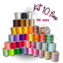 Kit 10 Colors Satin Thread 100mts 1mm Wholesale - Silk Thread Rat Tail, For Braids Crafts - Black and White - View 1