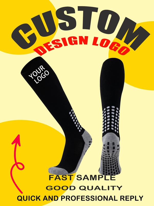 1pc Customized Letter Logo Sports Socks, Elastic Basketball Football Men's Sweat-Absorbent Socks, Sports Running Low Cut Long Socks, Elastic Men's Compression Sweat-Absorbent Breathable Football Socks