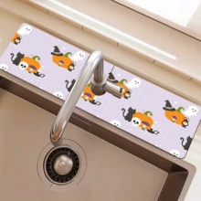 1pc Cute Ghost Pattern Printed Faucet Cover, Halloween Gift, Halloween Decor, Durable Polyester, Quick Dry, Easy Clean, Suitable For Kitchen And Bathroom, Easy Installation, Daily Decor, Gift, Bathroom Mat, Durable Faucet Cover, Faucet Accessory - Multicolor - View 20