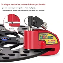 Lincky Alarma Motocicle Bloqueo Impermeable Freno Disco Candado - Rojo - Ver 4