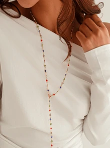 4/3/1 Set modischer, sexy, übertriebener vintage Kreuz, Seestern, Blumen, bunte Perlenimitation, Kristall-Geometrie-Muster Kupfer-Halsketten-Set für Frauen, Strand, Date, Party, Geschenke, alltägliches Styling