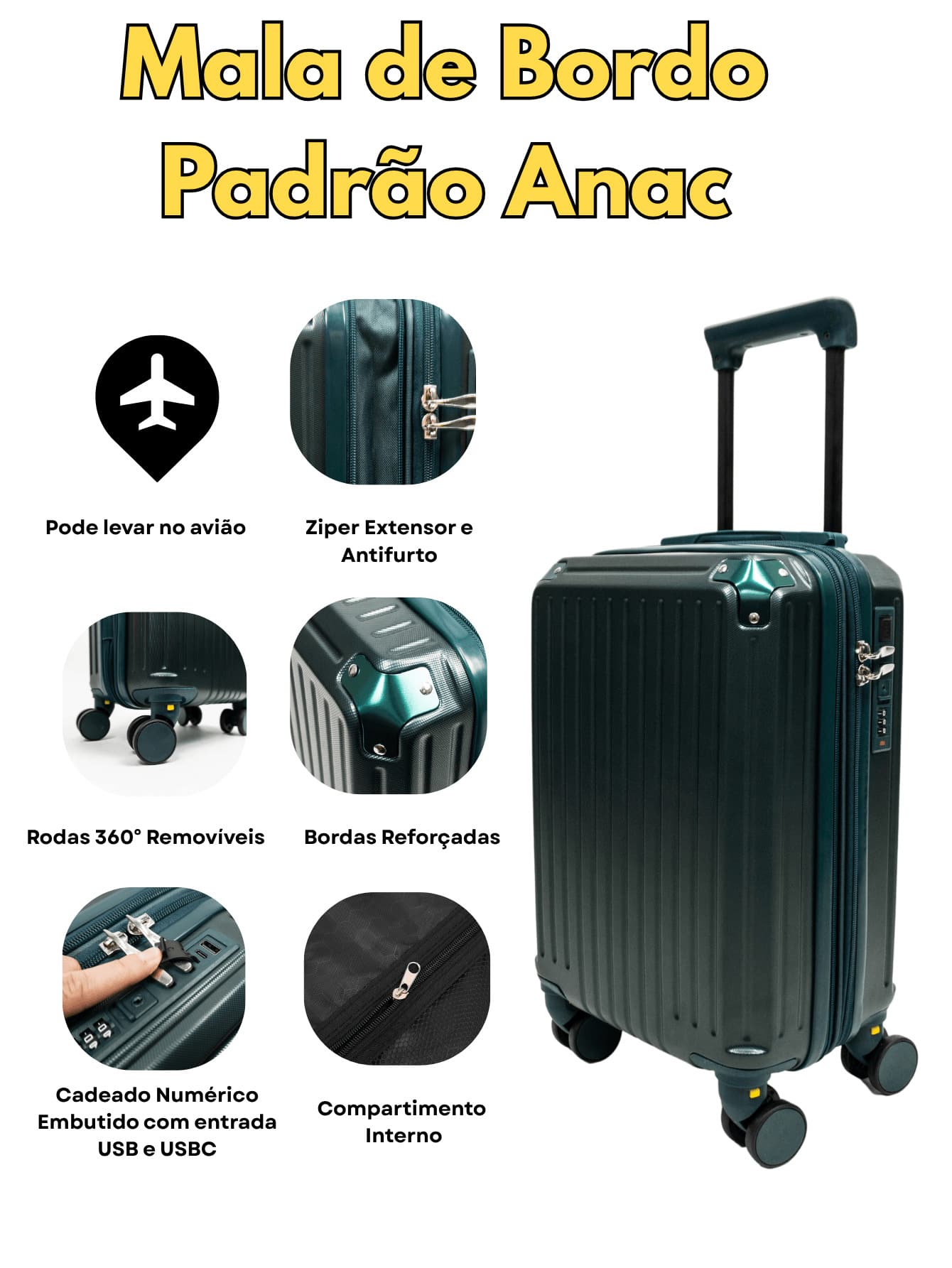 Elegance Carry-On Suitcase - 墨綠色 - 查看 1