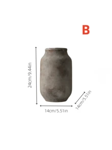 1 Stück Keramik Vintage Wabi-Sabi Stil kurze dicke rustikale Vase, geeignet für japanischen Stil Gasthaus Kunst Dekoration, Bauernhaus Innenraum Blumenarrangement, elegante Eingangsbereich Vase Dekoration, Heimdekoration, Raumdekoration, Glasvase - Mehrfarbig 3 - Übersicht 12