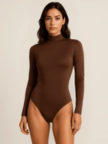 Kit Of 3 Women's Winter Bodysuits | High Neck And Thermal Lining | Elegance And Comfort In The Cold - 棕色/黑色/裸色 - 查看 8