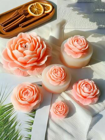 1 件 3D 牡丹硅胶模具 | 分层花瓣雕刻，适用于香薰蜡烛、婚礼甜点桌装饰和优雅家居饰品的蜡/树脂/石膏工艺品