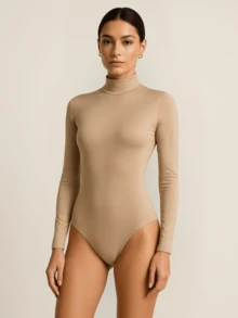 Kit Of 3 Women's Winter Bodysuits | High Neck And Thermal Lining | Elegance And Comfort In The Cold - 棕色/黑色/裸色 - 查看 5